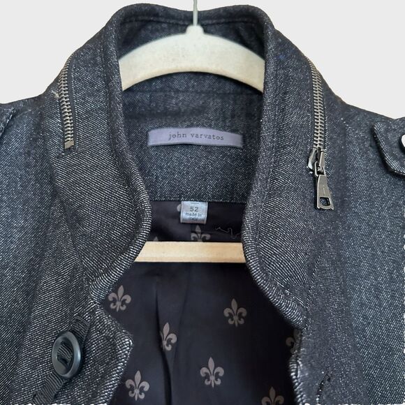 John Varvatos Utility Jacket Pockets Wool Blend Black (Denim-Look)Sz IT 52/US 42 - Picture 4 of 6